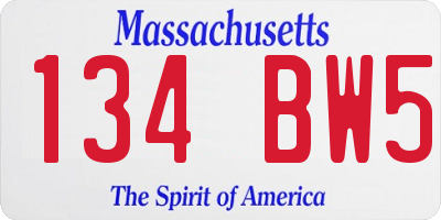 MA license plate 134BW5