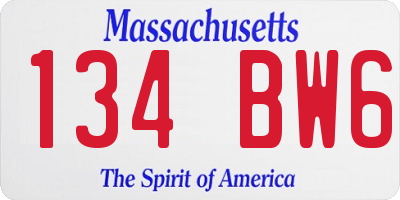 MA license plate 134BW6