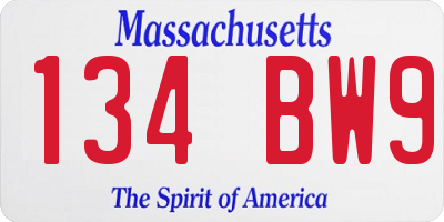 MA license plate 134BW9