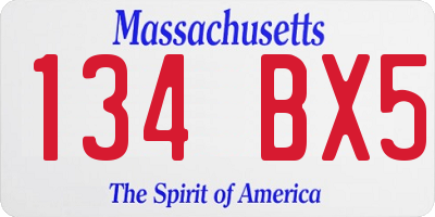 MA license plate 134BX5