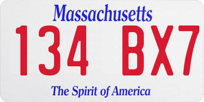 MA license plate 134BX7