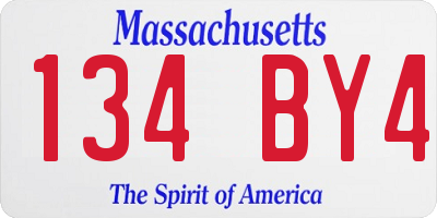 MA license plate 134BY4