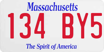 MA license plate 134BY5