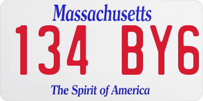 MA license plate 134BY6