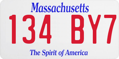 MA license plate 134BY7