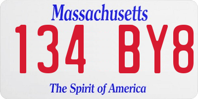 MA license plate 134BY8
