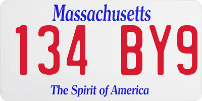 MA license plate 134BY9