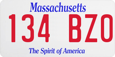 MA license plate 134BZ0
