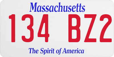 MA license plate 134BZ2