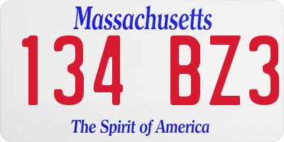 MA license plate 134BZ3