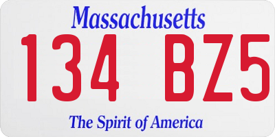 MA license plate 134BZ5
