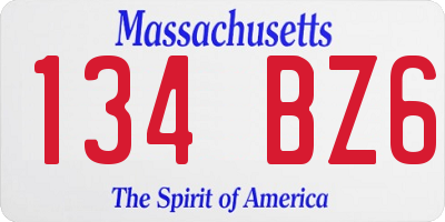 MA license plate 134BZ6