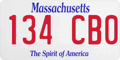 MA license plate 134CB0
