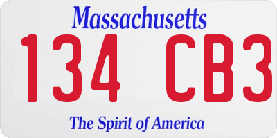 MA license plate 134CB3