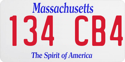 MA license plate 134CB4