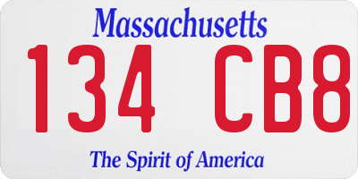 MA license plate 134CB8
