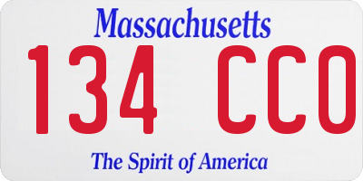 MA license plate 134CC0