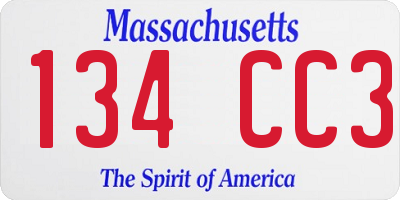 MA license plate 134CC3