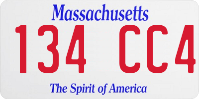 MA license plate 134CC4