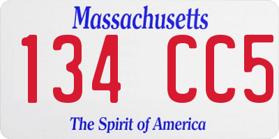 MA license plate 134CC5