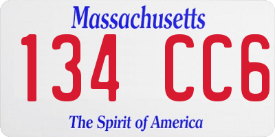 MA license plate 134CC6