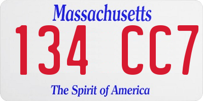 MA license plate 134CC7