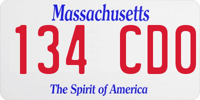 MA license plate 134CD0