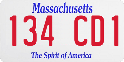 MA license plate 134CD1