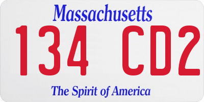 MA license plate 134CD2