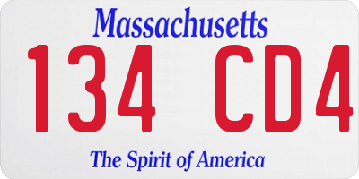 MA license plate 134CD4