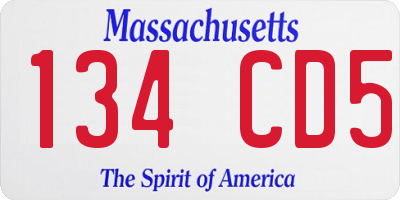MA license plate 134CD5