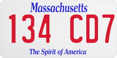 MA license plate 134CD7