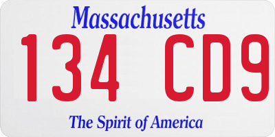 MA license plate 134CD9