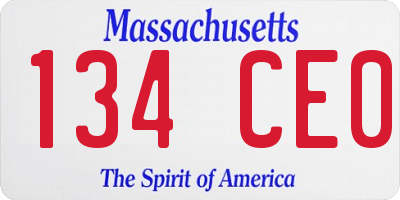 MA license plate 134CE0