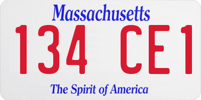 MA license plate 134CE1