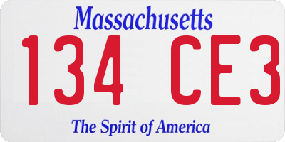 MA license plate 134CE3