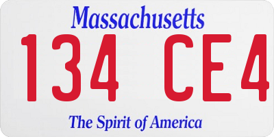 MA license plate 134CE4