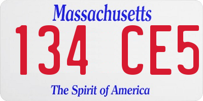 MA license plate 134CE5