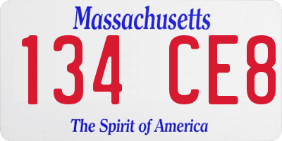 MA license plate 134CE8