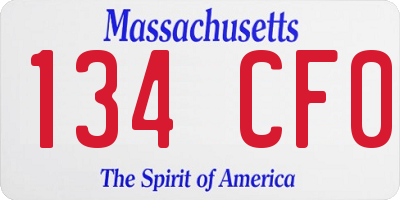 MA license plate 134CF0