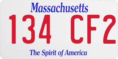 MA license plate 134CF2
