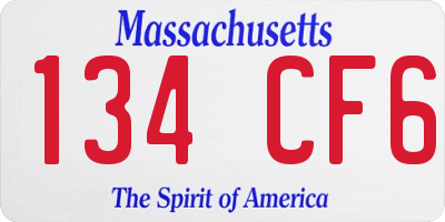MA license plate 134CF6