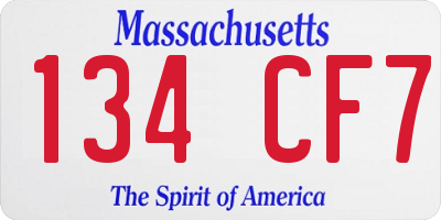 MA license plate 134CF7