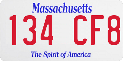 MA license plate 134CF8