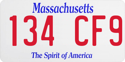MA license plate 134CF9