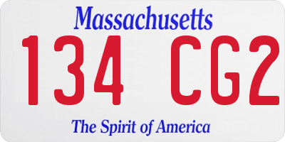 MA license plate 134CG2
