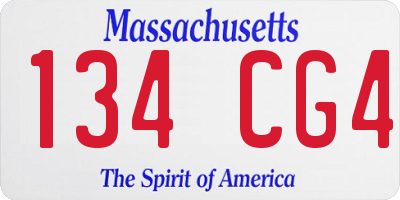 MA license plate 134CG4