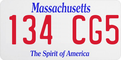 MA license plate 134CG5
