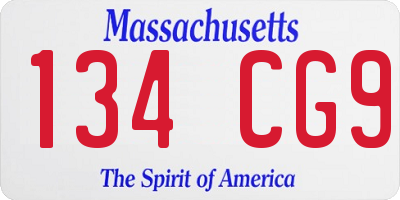MA license plate 134CG9