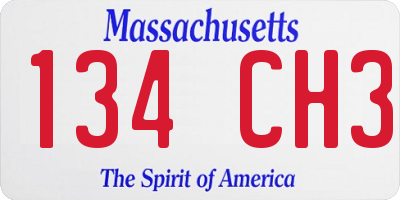 MA license plate 134CH3